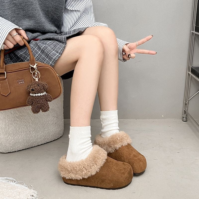 Women's Fashionable Casual Faux Shearling-Cuffed Slippers – Winter 2026