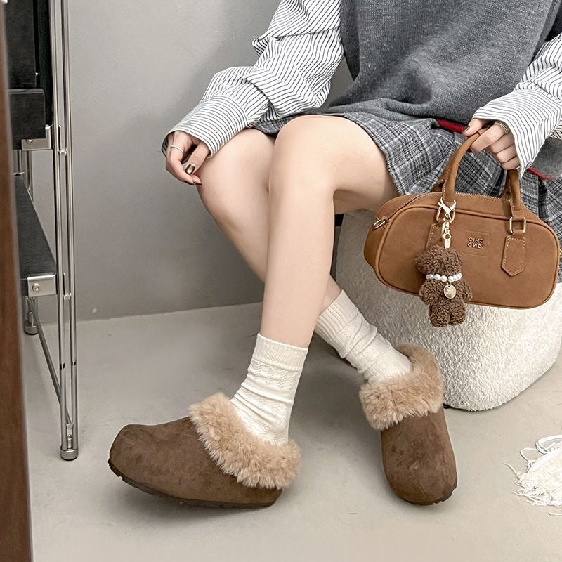 Women's Fashionable Casual Faux Shearling-Cuffed Slippers – Winter 2026